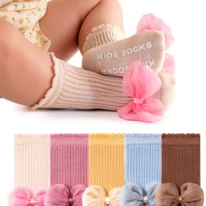 Bow Flower Anti Skid Baby Socks Soft Cotton Princess Design-0
